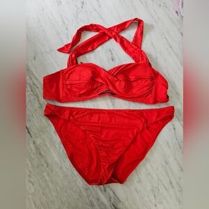 Bikini - Keyhole Twisted Halter Swim Top and Solid Bottoms - Gibson & Latimer